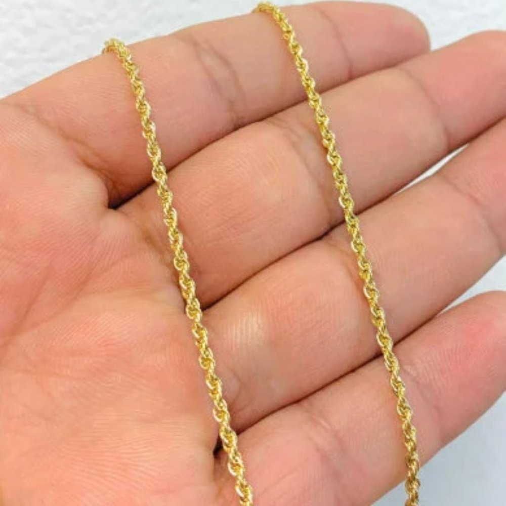 18K Gold Filled Rope Chain Necklace For Men Womens 18" 20" 24" Everyday Necklace